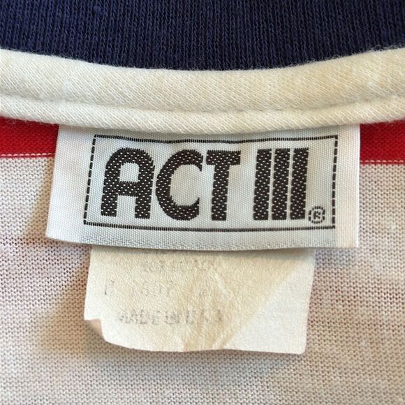 Vintage 70s/80s ACT 3 Red, White & Blue Striped Knit Top with 3/4 sleeves - Picture 7 of 8
